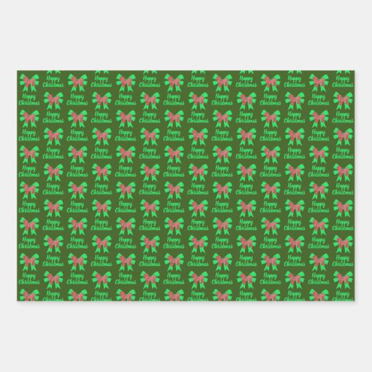 Shih Tzu Silhouette Weihnachtshund & Green 3 Farbe Geschenkpapier Set (Vorderseite 3)