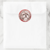 Shih Tzu Sketch Runder Aufkleber (Tasche)