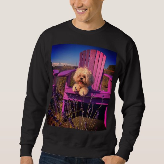 Shih Tzu Smiling in Field of Flowers (Dog Days) Sweatshirt (Vorderseite)