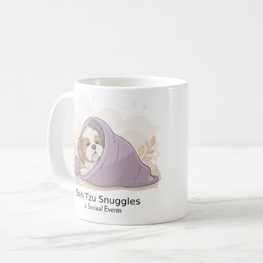 Shih Tzu Snuggles Mug – Cute Cozy Dog Lover Gift Kaffeetasse (Vorderseite Links)