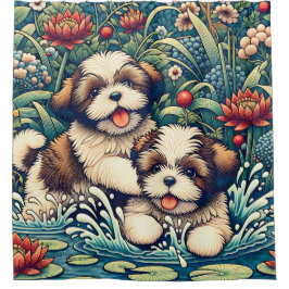 "Shih Tzu Splash" Duschvorhang