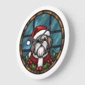 Shih Tzu Stached Glass Christmas Große Wanduhr (Winkel)
