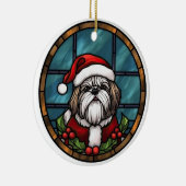 Shih Tzu Stached Glass Christmas Keramik Ornament (Rechts)