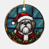 Shih Tzu Stached Glass Christmas Keramik Ornament (Hinten)