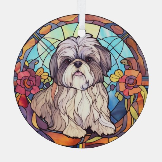 Shih Tzu Stains Ornament Aus Glas (Rückseite)