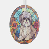 Shih Tzu Stains Ornament Aus Glas (Vorderseite Rechts)