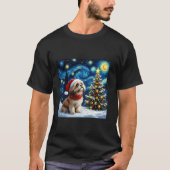 Shih Tzu Starry Night Christmas Van Gogh Dog Santa T-Shirt (Vorderseite)