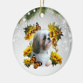 Shih Tzu Sunflower Butterfly Gedenkpfeife druckt Keramik Ornament (Links)