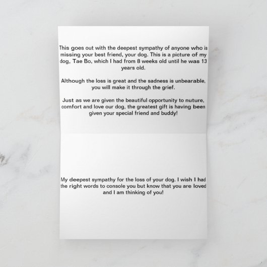 Shih Tzu Sympathy Card Karte (Innenseite)