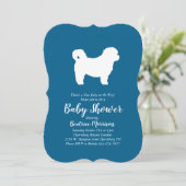 Shih Tzu Teddy Bear Dog Baby Shower Blue Boy Einladung (Stehend Vorderseite)