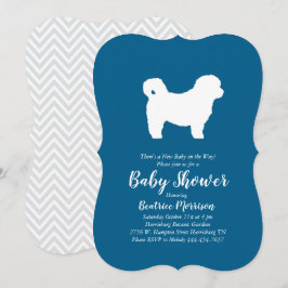 Shih Tzu Teddy Bear Dog Baby Shower Blue Boy Einladung