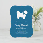 Shih Tzu Teddy Bear Dog Baby Shower Blue Boy Einladung (Stehend Vorderseite)