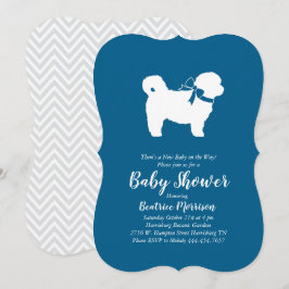 Shih Tzu Teddy Bear Dog Baby Shower Blue Boy Einladung