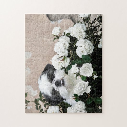 Shih Tzu und Rose Puzzle (Vertikal)