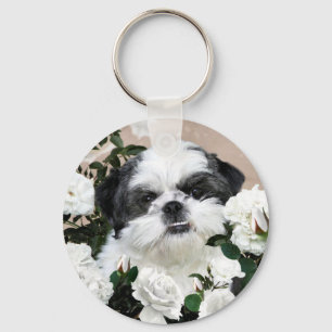 Shih Tzu und Rose Schlüsselanhänger