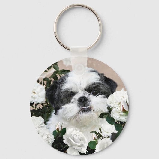 Shih Tzu und Rose Schlüsselanhänger (Vorderseite)
