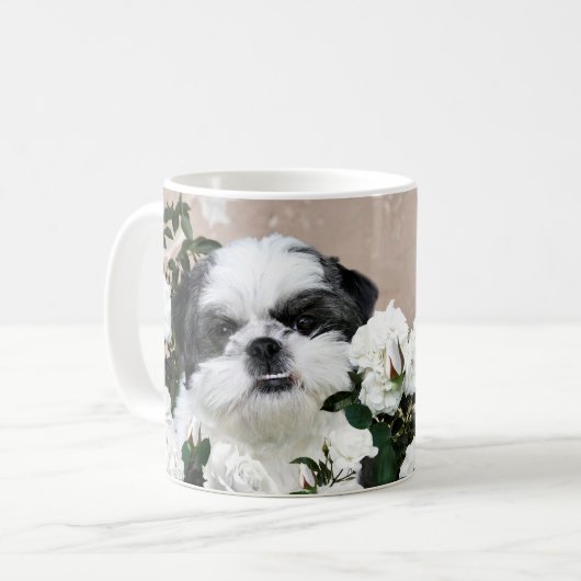 Shih Tzu und Rosen Kaffeetasse (Vorderseite Links)