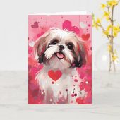 Shih Tzu Valentinstag Karte (Gelbe Blume)