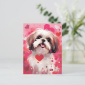 Shih Tzu Valentinstag Postkarte (Stehend Vorderseite)
