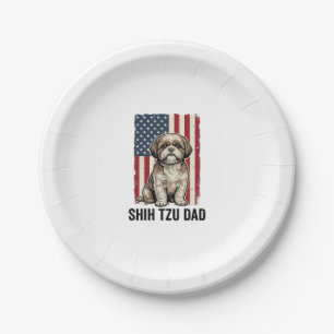 Shih Tzu Vater Patriotisches Vintage Hund-Shirt De Pappteller