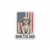 Shih Tzu Vater Patriotisches Vintage Hundeshirt De Aufkleber (Vorderseite)