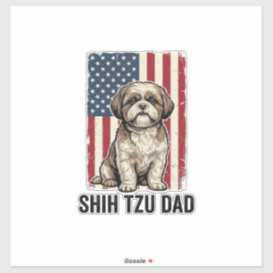 Shih Tzu Vater Patriotisches Vintage Hundeshirt De Aufkleber