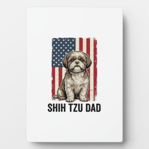 Shih Tzu Vater Patriotisches Vintage Hundeshirt De Fotoplatte