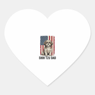 Shih Tzu Vater Patriotisches Vintage Hundeshirt De Herz-Aufkleber