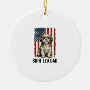 Shih Tzu Vater Patriotisches Vintage Hundeshirt De Keramik Ornament