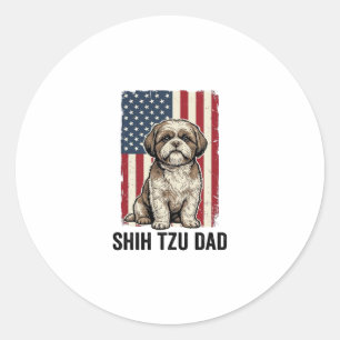 Shih Tzu Vater Patriotisches Vintage Hundeshirt De Runder Aufkleber