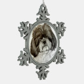 Shih tzu Verzierung durch Carol Zeock Schneeflocken Zinn-Ornament (Links)