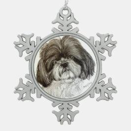 Shih tzu Verzierung durch Carol Zeock Schneeflocken Zinn-Ornament