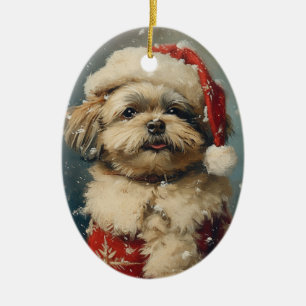 Shih Tzu Vintage Weihnachten Keramik Ornament
