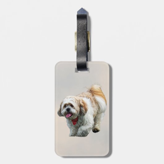 Shih Tzu Walking Gepäckanhänger (Rückseite vertikal)