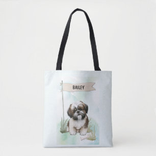 Shih Tzu Wasserfarben Personalisierter Hund Tasche