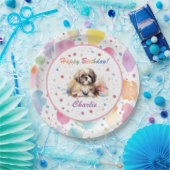 Shih Tzu Watercolor Paper Plate Pappteller (Party)