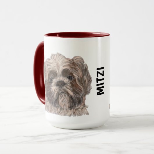 Shih Tzu Watercolor Personalisierte Mug Tasse (Vorderseite Links)