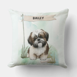Shih Tzu Watercolor Personalized Dog Kissen