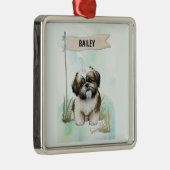 Shih Tzu Watercolor Personalized Dog Ornament Aus Metall (Rechts)