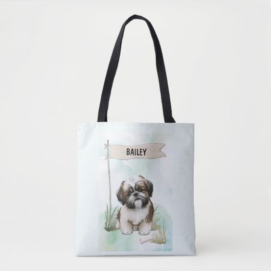 Shih Tzu Watercolor Personalized Dog Tasche (Vorderseite)