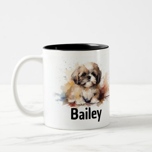 Shih Tzu Watercolor Tasse (Links)