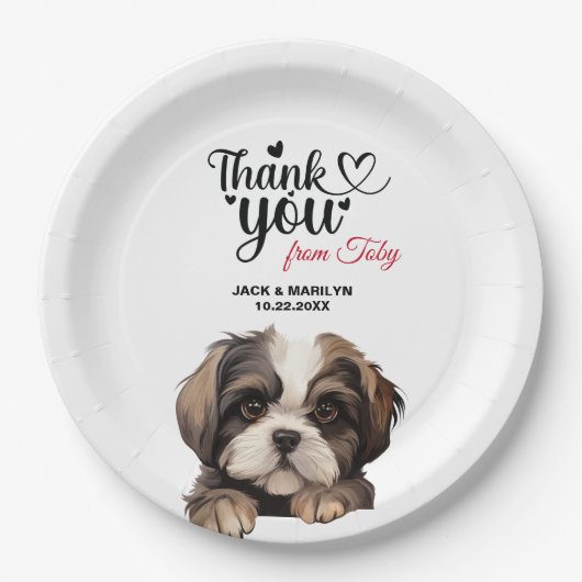 Shih Tzu Wedding Vielen Dank Pappteller (Vorderseite)