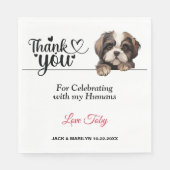 Shih Tzu Wedding Vielen Dank Serviette (Vorderseite)