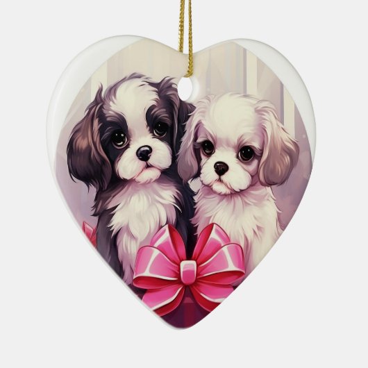 Shih Tzu Weihnachten, Hundenkengeschenk, Hundelieb Keramik Ornament (Rechts)