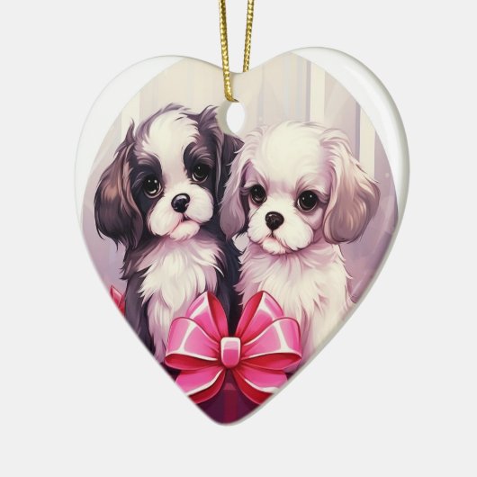 Shih Tzu Weihnachten, Hundenkengeschenk, Hundelieb Keramik Ornament (Links)