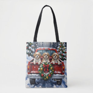 Shih Tzu Weihnachten Rotes Lastwagen Ferien Tasche