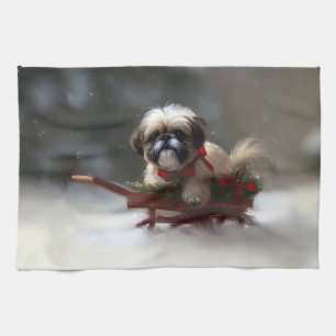 Shih Tzu Weihnachten Schnee Winter Geschirrtuch
