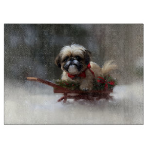 Shih Tzu Weihnachten Schnee Winter Schneidebrett