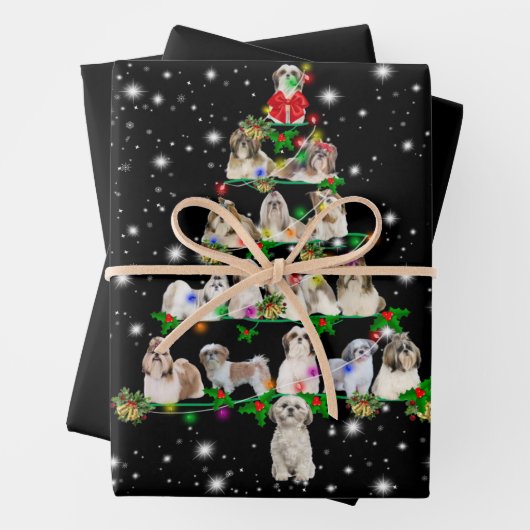 Shih Tzu Weihnachtsbaum bedeckt durch Fashlight Geschenkpapier Set (Beispiel)