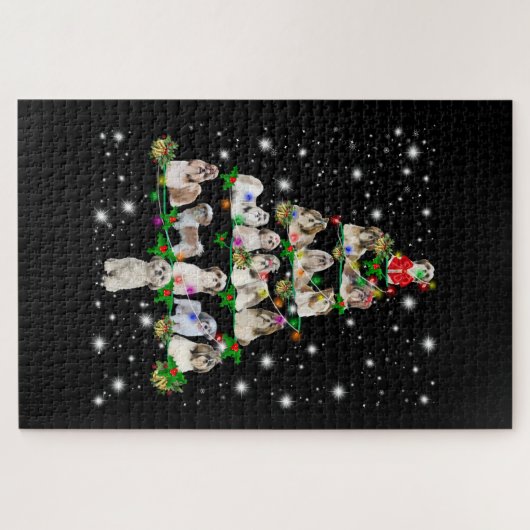Shih Tzu Weihnachtsbaum bedeckt durch Fashlight Puzzle (Horizontal)